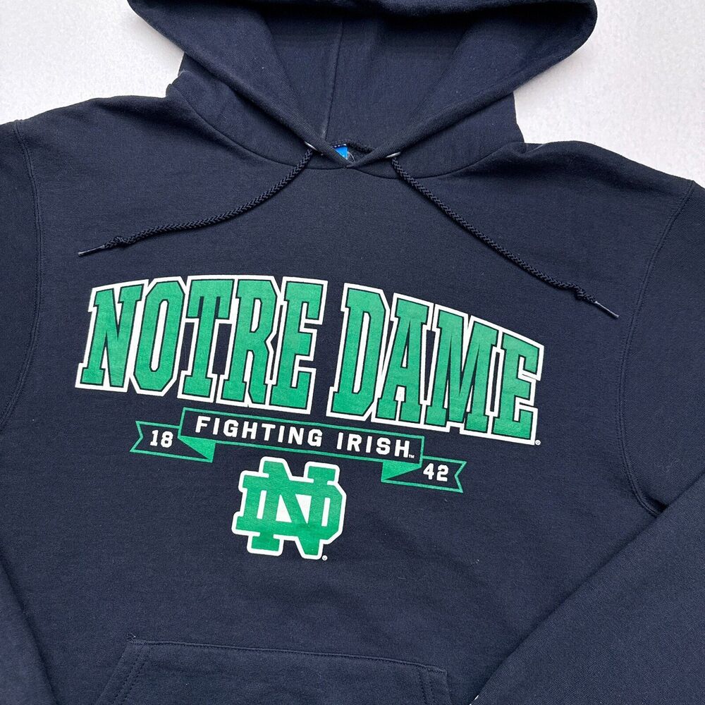 Notre Dame Fighting Irish Sweatshirt Size Small Champion Eco Fleece Hoodie NCAA - Picture 3 of 9